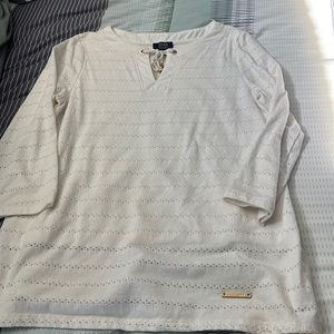 3/4 sleeve Jones New York lined eyelet shirt size small